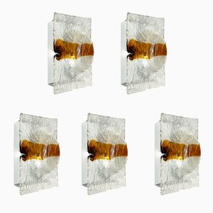 Wall Lamps in Murano Glass by Toni Zuccheri for Venini, 1960s, Set of 5
