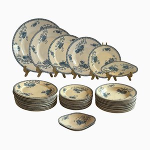 Service de Table Royat Ancien en Faïence pour 12 de Sarreguemines, 1900, Set de 40