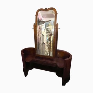 Art Deco Wooden Vanity with Adjustable Mirror, 1950s