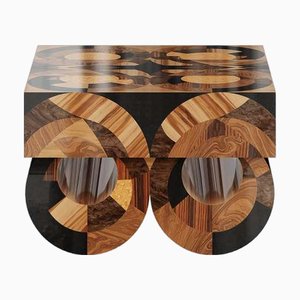 Mocho Center Table in Wood Marquetry by Hommés Studio