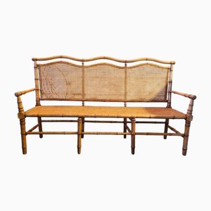 Sofa aus Holz & Schilfrohr im Bambus-Stil, 1900er