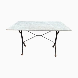 French Cast Iron and Marble Bistro Table, 1960s