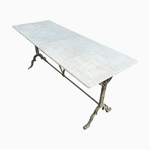 Double Bistro Table in Cast Iron and Lyonnaise Marble by Rieux, 1900s