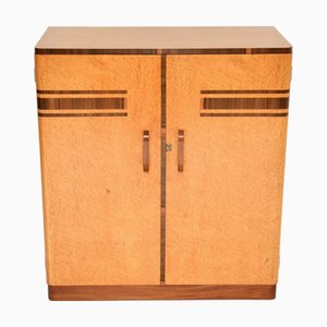 Art Deco Birds Eye Maple and Walnut Compactum Wardrobe, 1930s