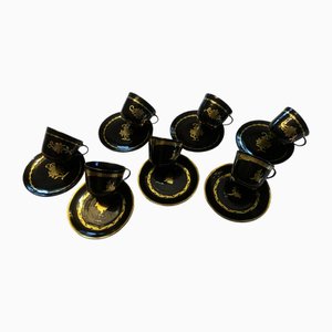 Lacquerware Cups and Saucers, 1960s, Set of 14