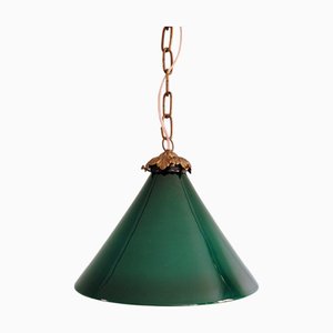 Lampada a sospensione Art Déco in vetro opalino verde, anni '20-'30