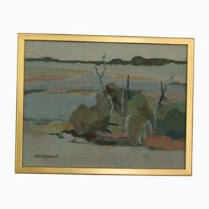 Rolf Ingvar Karlsson, By the Lake, 1960er, Öl auf Holz, gerahmt