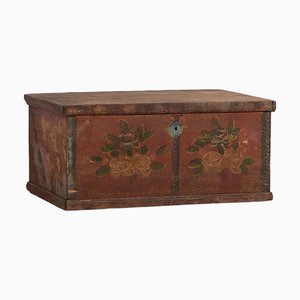 Small Antique Chest with Floral Motifs, 1920s