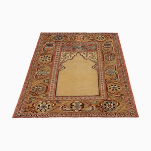 Rug in Beige Gold and Blue Floral Pattern by Rug&Kilim