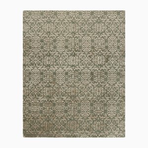 Geometric Floral Green and Beige-Gold Rug by Rug&Kilim