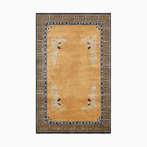 Chinese Art Deco Style Runner Rug in Gold with Floral Patterns by Rug&Kilim