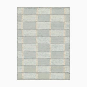 Scandinavian Style Rug with Seafoam Blue Geometric Patterns by Rug&Kilim