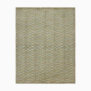 Scandinavian Style Rug with Beige and Green Geometric Patterns by Rug&Kilim