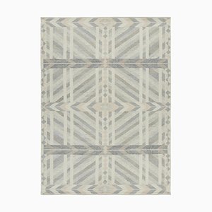 Scandinavian Style Rug in Gray Beige and White Geometric Patterns by Rug&Kilim