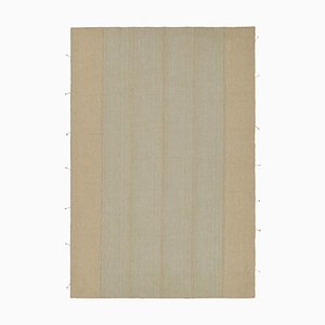 Kilim in Blue and Beige Textural Stripes by Rug&Kilim