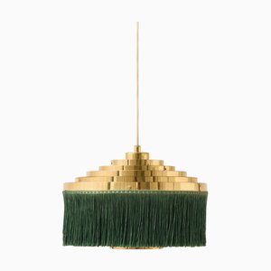 Ceiling Lamp in Brass with Silk Fringes attributed to Hans-Agne Jakobsson, 1950s