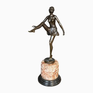 Large Art Deco Style Bronze and Marble Figurine
