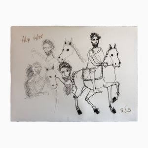 Rubins Johannes Spaans, Marcus Aurelius on Horseback, 2025, Fusain sur Papier Coton