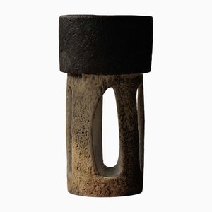 Maceta brutalista escultural grande de cerámica esmaltada, 1970