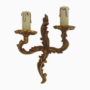 Vintage Double-Light Bronze Wall Light with Acanthus Leaves, 1960s