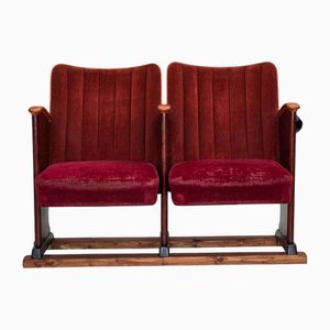 Poltrone da teatro in velluto, Danimarca, anni '50, set di 2