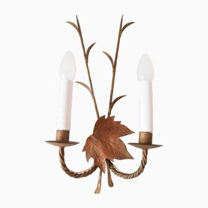 Vintage Spanish Gilt Metal Wall Light, 1950s