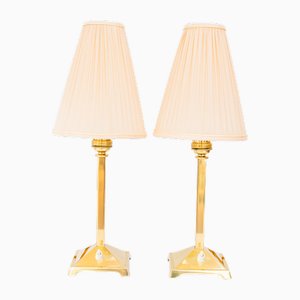 Art Deco Table Lamps with Fabric Shades, Vienna, Austria, 1920s, Set of 2