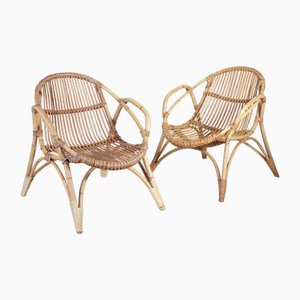 Mid-Century Modern Kinder Rattanstühle von Uluv, 1960er, 2er Set