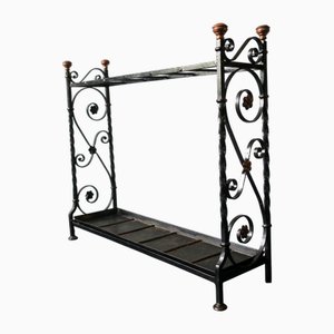 Wrought Iron and Brass Umbrella Stand, 1890s