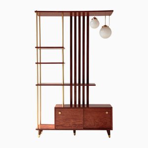 Illuminated Room Divider in Rosewood and Brass, 1960s