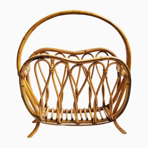 Italian Bamboo Magazine Rack, 1950s