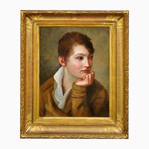 Portrait de La Gamine, Fin 18ème ou Début 19ème Siècle, Huile sur Toile, Encadrée