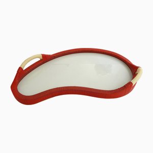 Large Bean-Shaped Serving Tray with Plastic Scoubidou Threads, 1950s