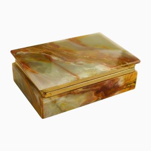 Mid-Century Modern Marbled Veined Onyx Stone Box, 1950s