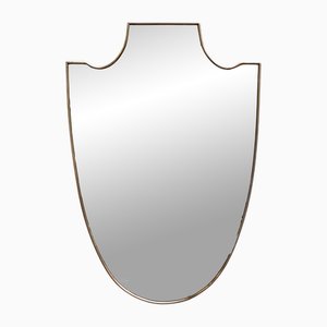Vintage Italian Brass Shield Wall Mirror by Gio Ponti, 1950s