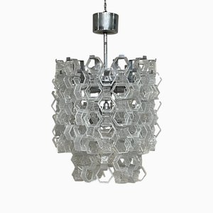 Cascade Chandelier with Hexagonal Glass attributed to Av Mazzega, 1970s