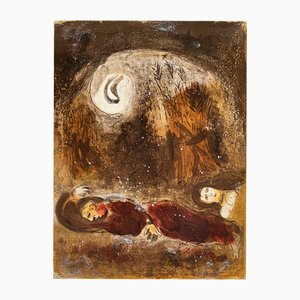 Marc Chagall, Ruth zu den Füßen von Boas mit Akt, 1960, Lithographie
