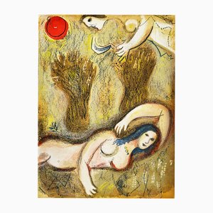 Marc Chagall, Boaz Wakes Up and Sees Ruth with Nude, 1960, Lithographie