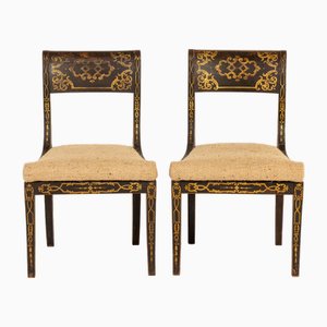 Chaises Regency à Décor Doré, 19ème Siècle, Angleterre, Set de 2