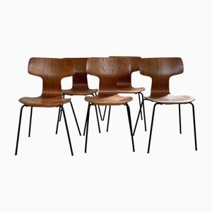 Sedie Hammer vintage di Arne Jacobsen per Fritz Hansen, 1969, set di 5