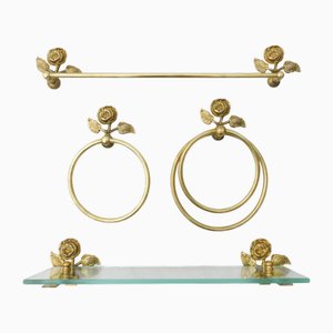 Mid-Century Modern French Rose Flower Towel Bar, 1950s