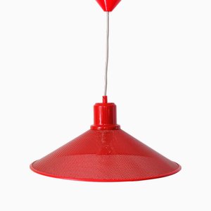 Lampada a tromba vintage in metallo rosso traforato, anni '80