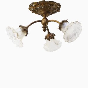 French Brass and Glass Flush Mount from Holophane