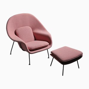 Set of Womb Chair and Ottoman by Ero Saarinen for Knoll International, 1950s