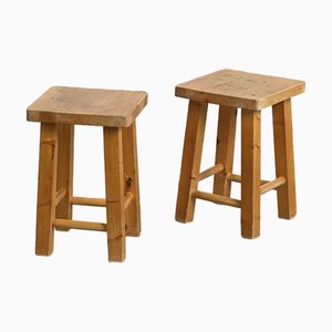 Tabourets en Pin attribués à Charlotte Perriand pour La Pierra Menta, 1970s, Set de 2
