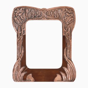 Cadre Art Nouveau en Cuivre Estampé et Bois, France, 1910s