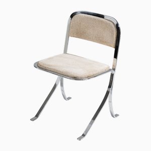 Silla de metal cromado y terciopelo, años 70