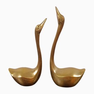Brass Swans Figurines, 1960s, Set of 2