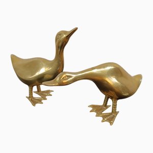 Entenfiguren aus Messing, 1950er, 2er Set