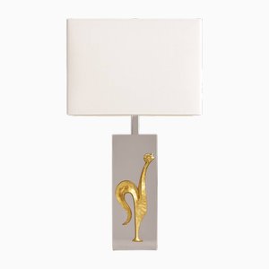Vintage Chrome Table Lamp with Rooster, 1970
